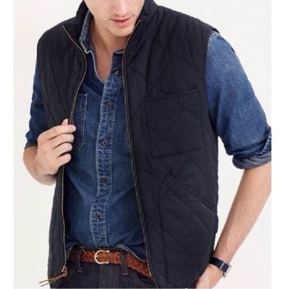 J. Crew Men's Sussex Thermore Dark Quilted Vest Insulated Medium Outerwear